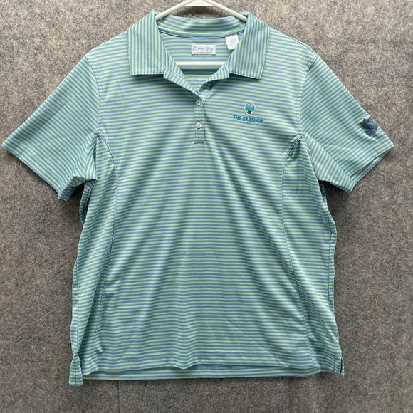 Oxford Polo Shirt Women Large Ladies Blue Striped Button Outdoors The Barclays - Picture 1 of 13